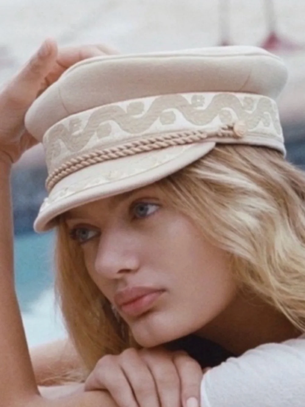 NWT Lack of Color Riviera Cap Cream Gold Baker Boy Fisherman Sailor Hat M 57